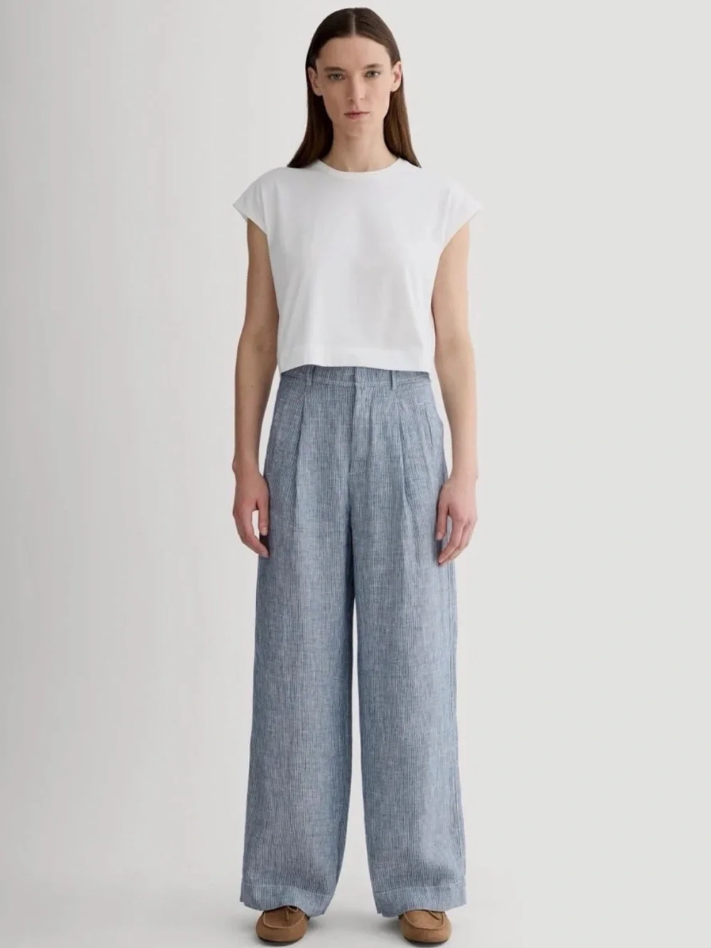 Everlane The Linen Way-High® Drape Blue Pant size 10